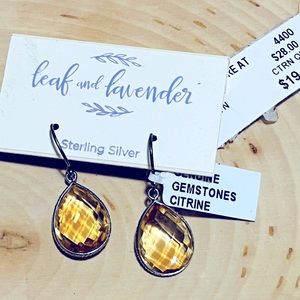 Leaf & Lavender Sterling Silver Citrine earrings NWT